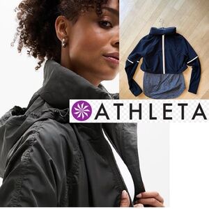 Athleta Black weathered knit with nylon overlay jacket, M
